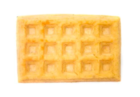Homemade Rectangle Waffle on a White Background 库存照片