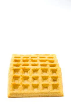 Homemade Rectangle Waffle on a White Background Stock Photos