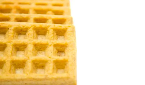 Homemade Rectangle Waffle on a White Background 写真素材