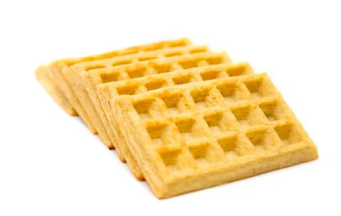 Homemade Rectangle Waffle on a White Background Stock Photos