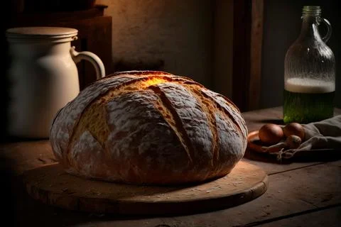 Homemade Rustic Artisan Bread Or Italian Ciabatta , bread sourdough, rustic.. Stock Illustration