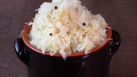 Homemade sauerkraut in a bowl Stock Footage