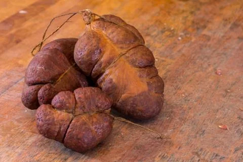 Homemade sausages in appendix Stock Photos