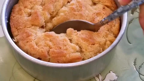 Homemade Self-saucing Butterscotch Pudding Stock Footage 145511814