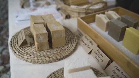 Homemade Soaps in Slow-Mo Stock Footage 157644690