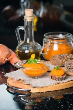 Homemade squash paste on bread Stock Photos