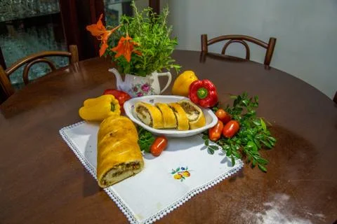 Homemade stuffed bread Stock Photos