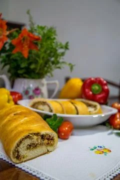 Homemade stuffed bread Foto stock