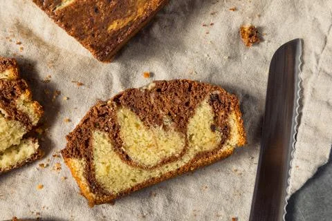 Homemade Sweet Marbled Cake Loaf Stock Photos