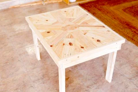 Homemade table in a learning space Stock Photos