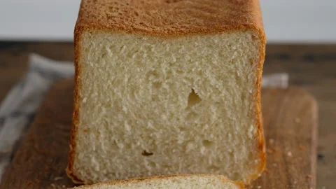 Homemade toast bread. Slices of toast bread. Homemade wheat bread. 4K. Stock Footage 139262653