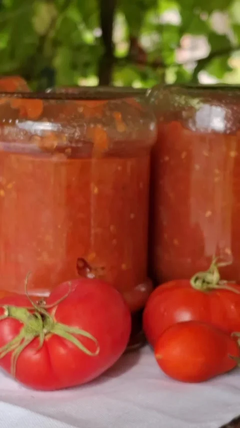 Homemade tomato preparations Stock-Footage 344480050