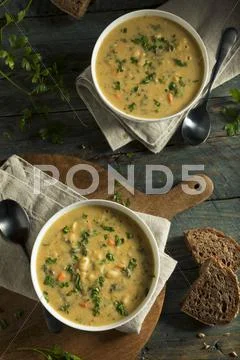 Homemade White Bean Soup Stock Photos