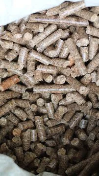Homemade wood pellets Stock Photos