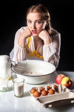 Homemaker in kitchen Stock Photos