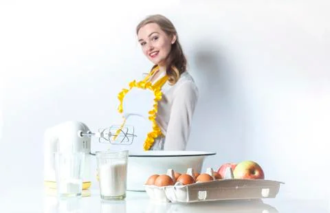 Homemaker in kitchen Foto stock