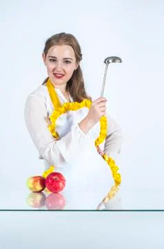 Homemaker with ladle Stock Photos