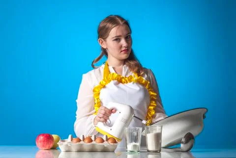 Homemaker with mixer Stock Photos