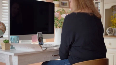 HomeOfficeVideoChat02 Stock Footage 127602678
