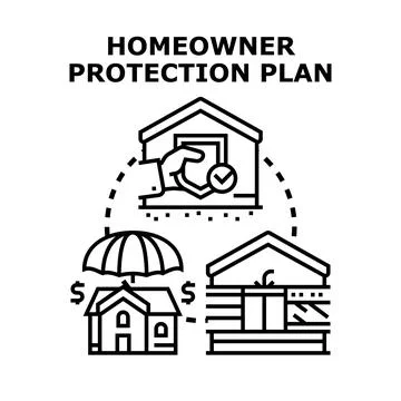 Homeowner protection plan providing security and coverage icon Stock Illustration