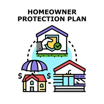 Homeowner protection plan providing security and coverage icon Stock Illustration