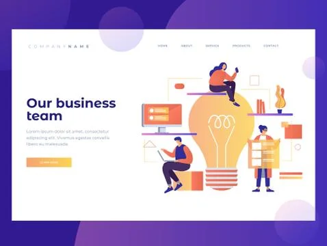 Homepage. The concept of teamwork on the Internet project in the office. Stock-Illustration