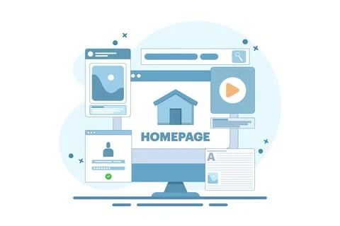 Homepage concept, web page design on laptop. イラスト素材