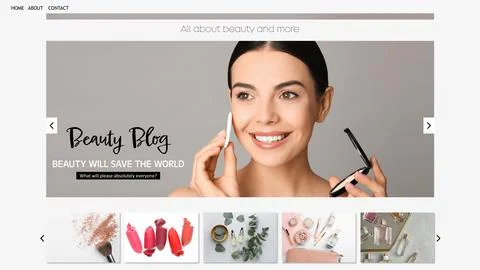 Homepage design of beauty blog web site Stock Photos