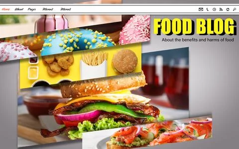Homepage design of food blog web site Stock Photos