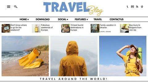 Homepage design of travel blog web site Stock Photos