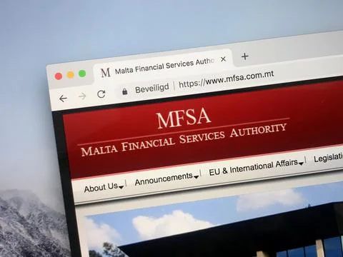 Homepage of The Malta Financial Services Authority (MFSA) Stock Photos