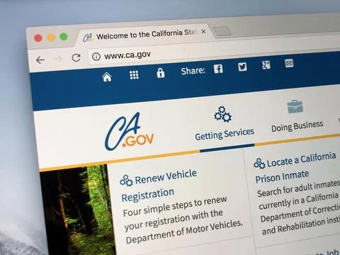 Homepage of the U.S. State of California Stock-Fotos