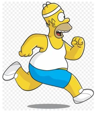 Homer Simpson character running  exercise illustration Stock Illustration