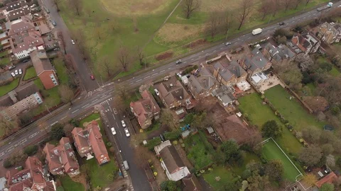 Homes and Park Drone Video stock 87172416