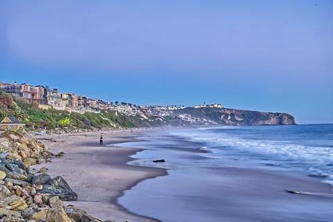 Homes on Bluff Afront Serene Ocean Stock Photos