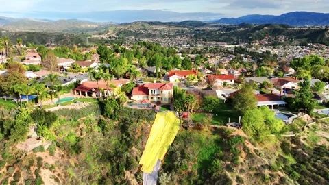 Homes destroyed by mud slides, Southern California, atmosphere river, rain Stock Footage 325349691
