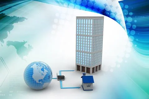 Homes on a global network Stock Illustration