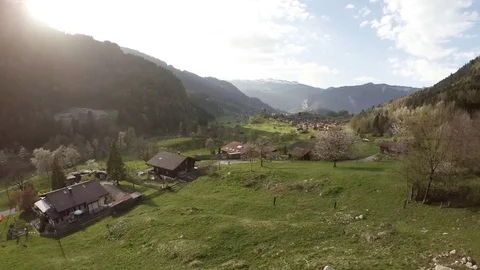 Homes in Green Mountainscape Stock Footage 78067390