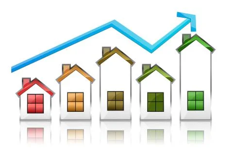 Homes with grow arrow Stock Illustration