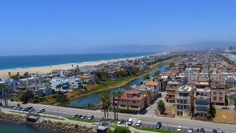 Homes on a Lagoon Stock Footage 99522566