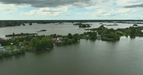 Homes on lake Stock Footage 314390916