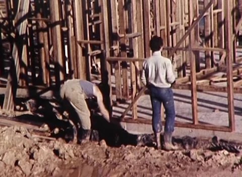 HOMES UNDER CONSTRUCTION, MELBOURNE SUBURBS, AUSTRALIA (1980) Stock Footage 244825019