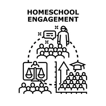 Homeschool engagement program developing online education concept Stock Illustration