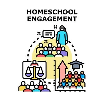 Homeschool engagement program developing online education concept Stock Illustration