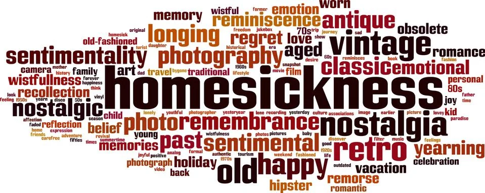 Homesickness word cloud Stock Illustration