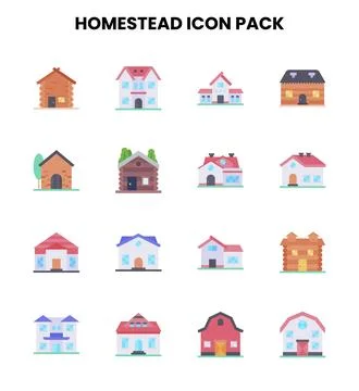 Homestead Flat Bundle Icons Pack Ilustración de archivo