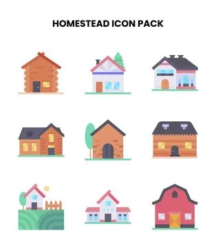 Homestead Flat Icons Pack Stock Illustration