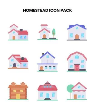Homestead Flat Icons Pack Stock Illustration