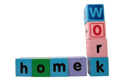 Homework against white Stock Photos