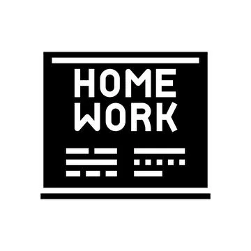 Homework on blackboard glyph icon vector illustration Stock Illustration